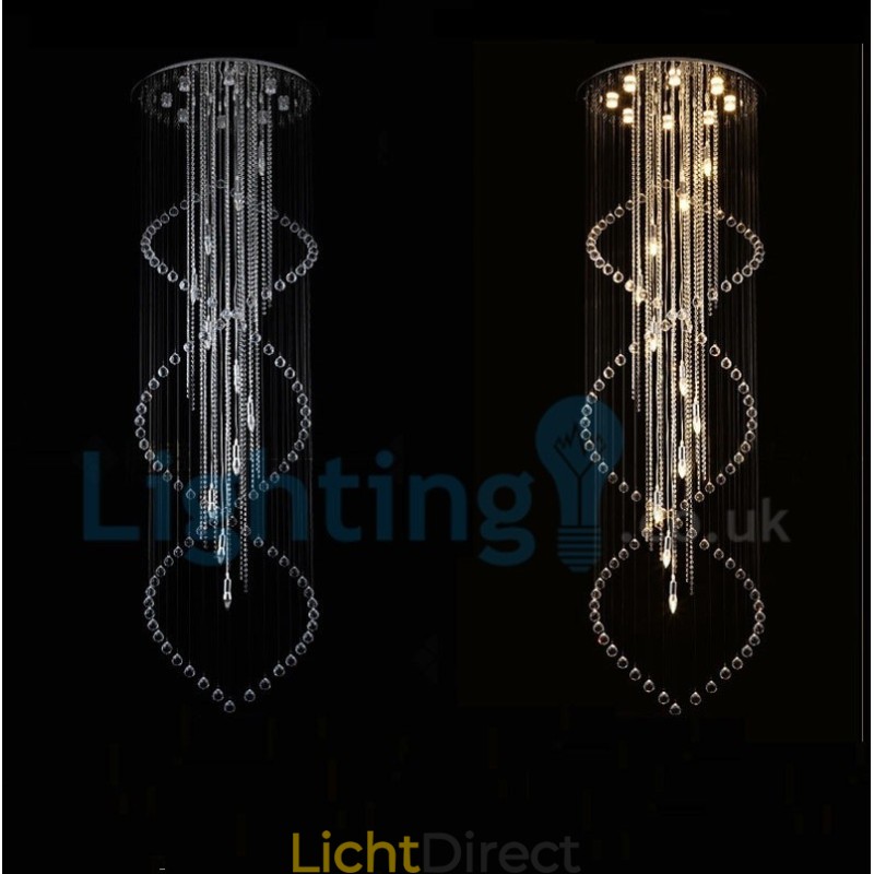 Moderne eigentijdse kroonluchter, plafondlamp, kristallen regendruppellamp