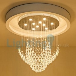 Moderne eigentijdse kroonluchter, plafondlamp, kristallen regendruppellamp