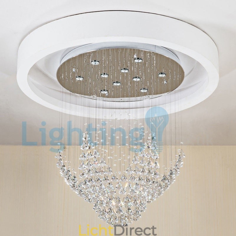Moderne eigentijdse kroonluchter, plafondlamp, kristallen regendruppellamp