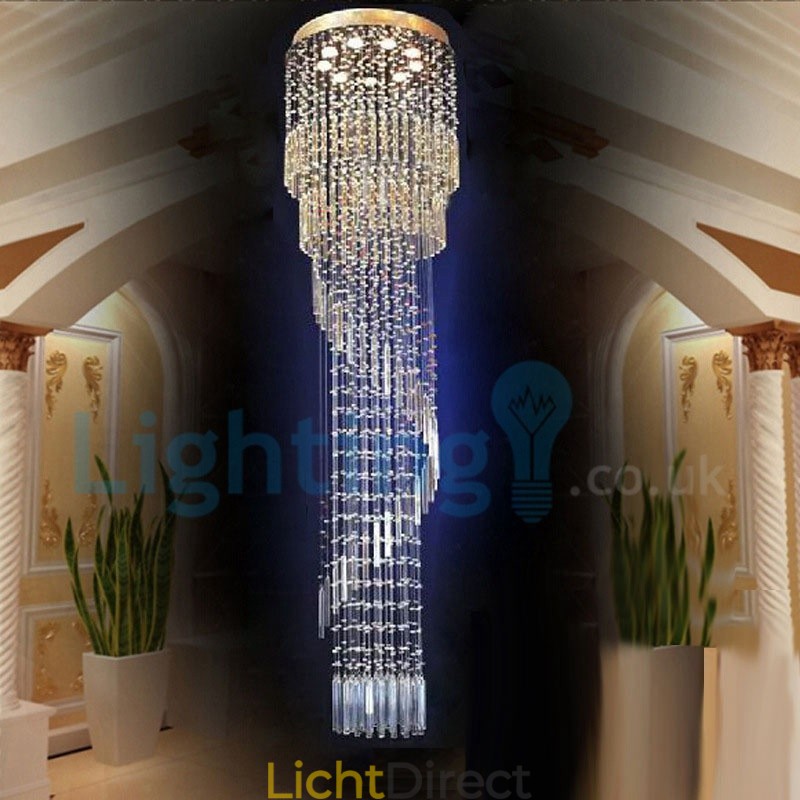 Moderne eigentijdse kroonluchter, plafondlamp, kristallen regendruppellamp