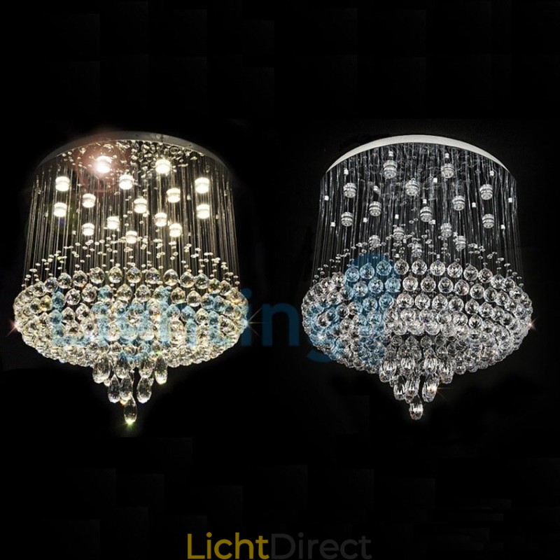 Moderne eigentijdse kroonluchter, plafondlamp, kristallen regendruppellamp