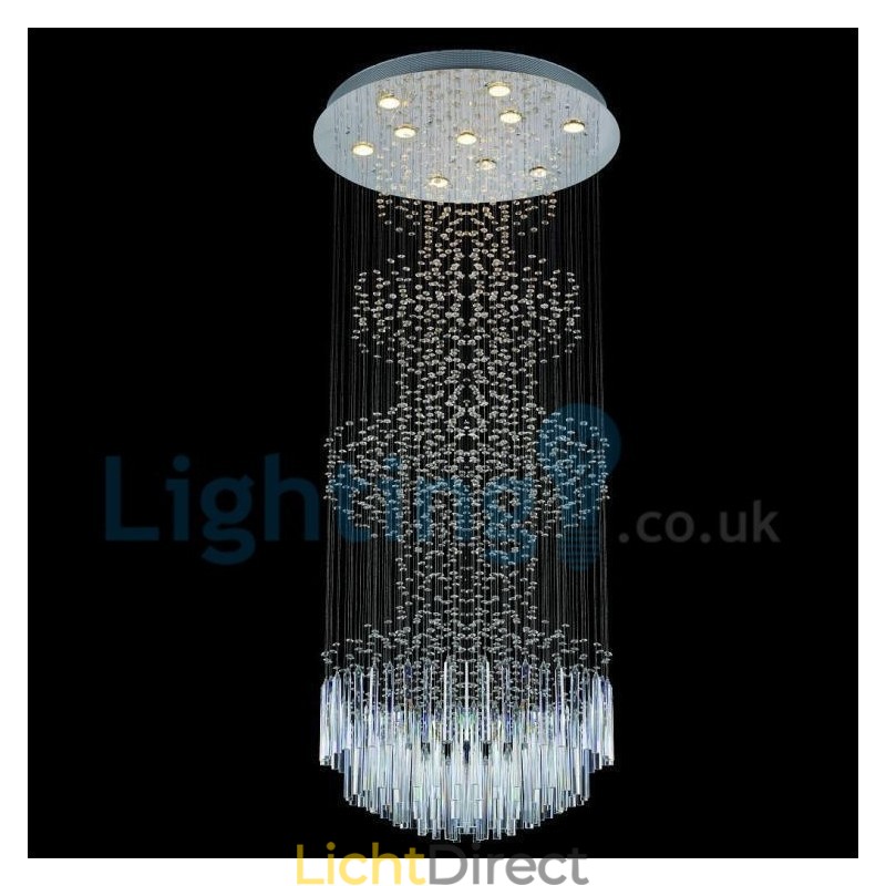 Moderne eigentijdse kroonluchter, plafondlamp, kristallen regendruppellamp