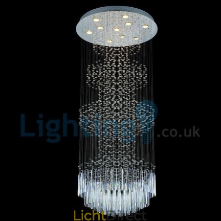 Moderne eigentijdse kroonluchter, plafondlamp, kristallen regendruppellamp