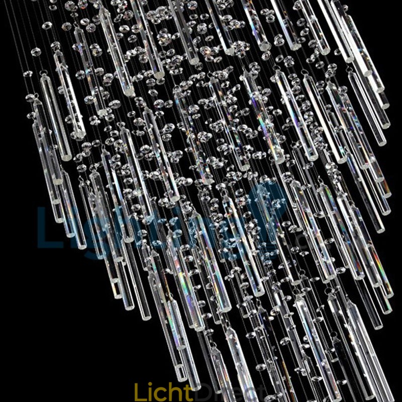Moderne eigentijdse kroonluchter, plafondlamp, kristallen regendruppellamp