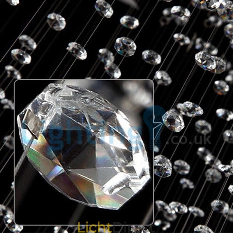 Moderne eigentijdse kroonluchter, plafondlamp, kristallen regendruppellamp