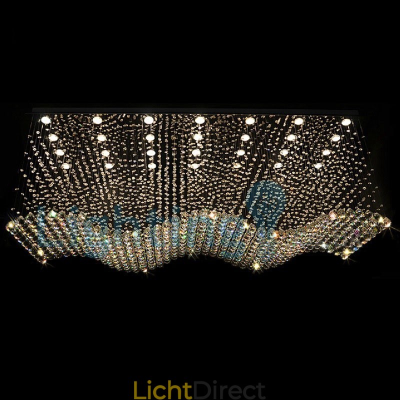 Moderne eigentijdse kroonluchter, plafondlamp, kristallen regendruppellamp
