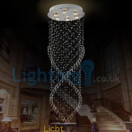 Moderne eigentijdse kroonluchter, plafondlamp, kristallen regendruppellamp