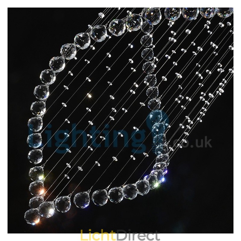 Moderne eigentijdse kroonluchter, plafondlamp, kristallen regendruppellamp