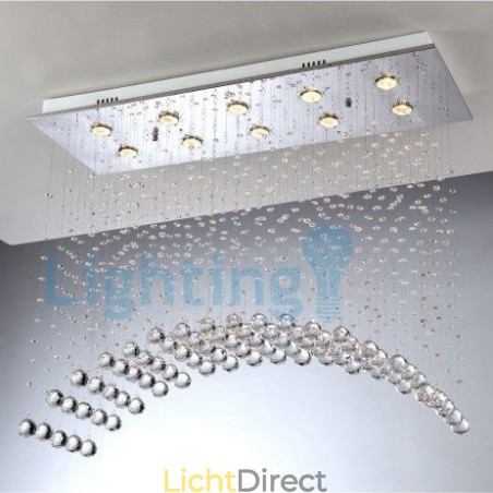 Moderne eigentijdse kroonluchter, plafondlamp, kristallen regendruppellamp