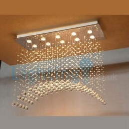 Moderne eigentijdse kroonluchter, plafondlamp, kristallen regendruppellamp