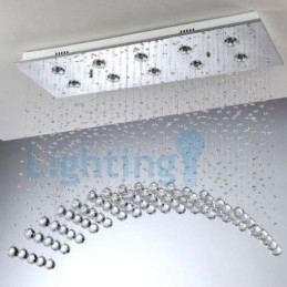 Moderne eigentijdse kroonluchter, plafondlamp, kristallen regendruppellamp