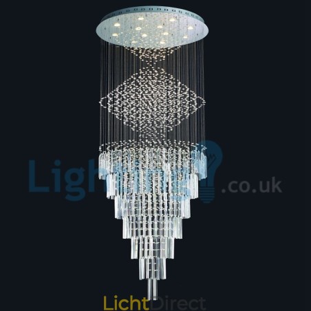 Moderne eigentijdse kroonluchter, plafondlamp, kristallen regendruppellamp