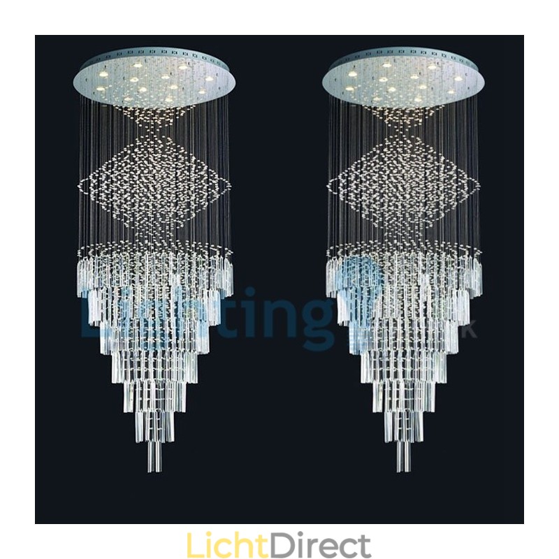 Moderne eigentijdse kroonluchter, plafondlamp, kristallen regendruppellamp