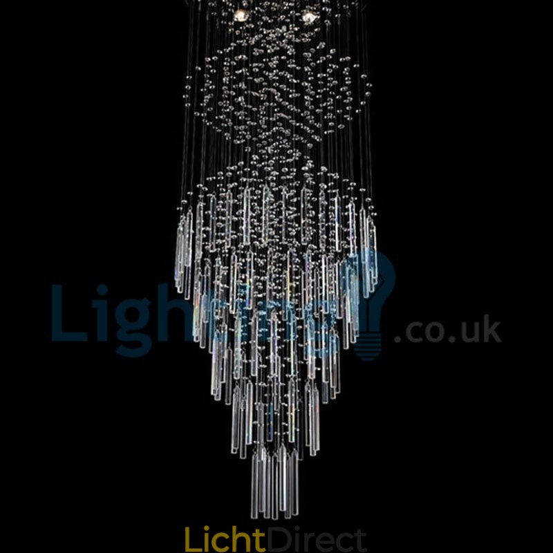 Moderne eigentijdse kroonluchter, plafondlamp, kristallen regendruppellamp