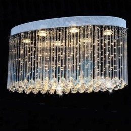 Moderne eigentijdse kroonluchter, plafondlamp, kristallen regendruppellamp
