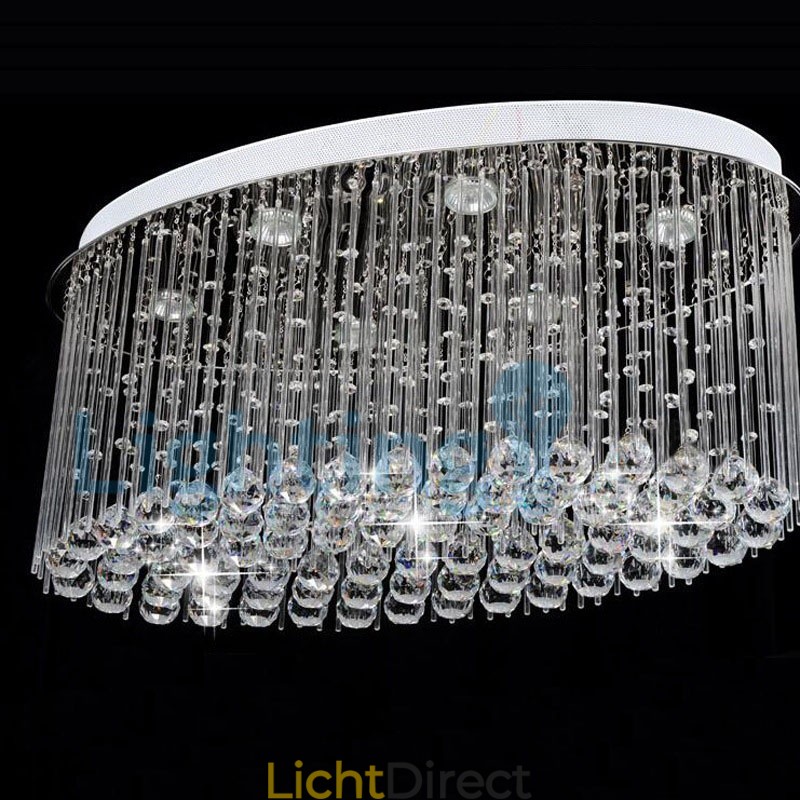 Moderne eigentijdse kroonluchter, plafondlamp, kristallen regendruppellamp
