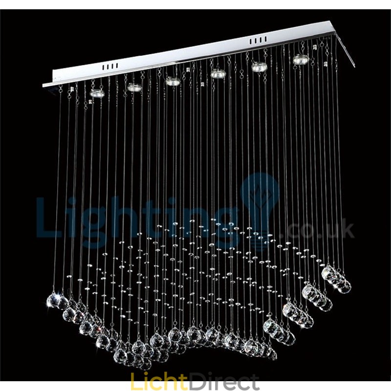 Moderne eigentijdse kroonluchter, plafondlamp, kristallen regendruppellamp