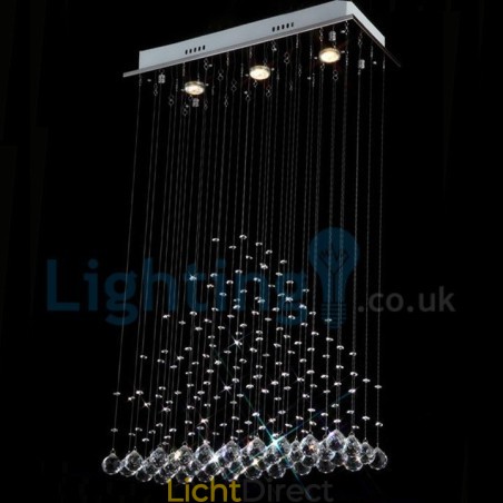 Moderne eigentijdse kroonluchter, plafondlamp, kristallen regendruppellamp