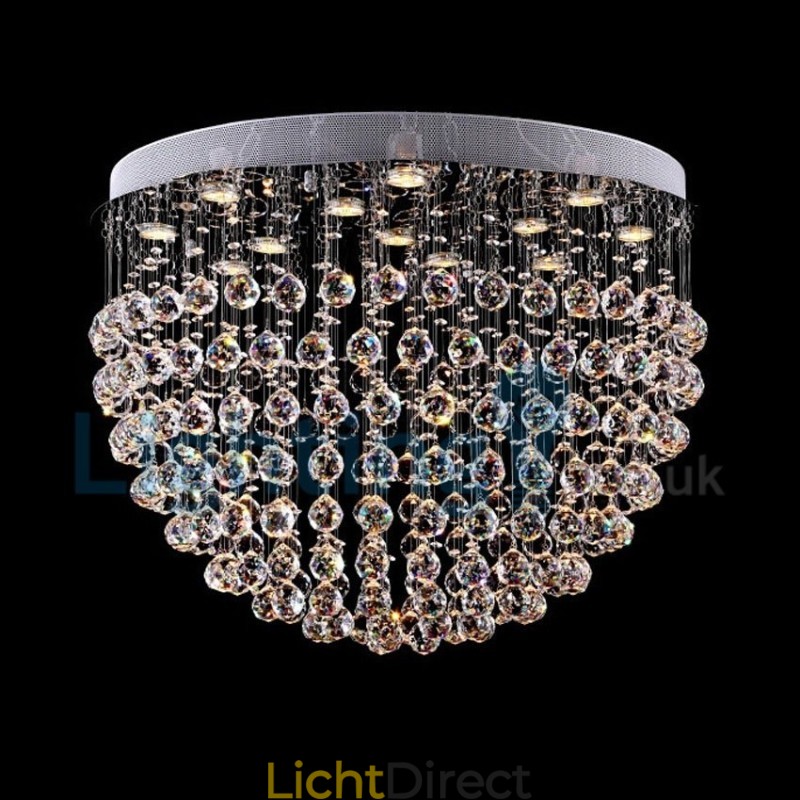 Moderne eigentijdse kroonluchter, plafondlamp, kristallen regendruppellamp