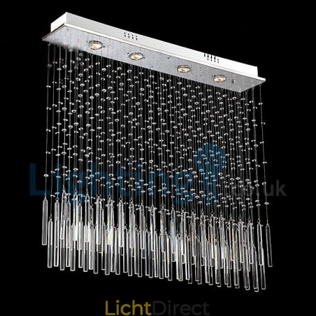 Moderne eigentijdse kroonluchter, plafondlamp, kristallen regendruppellamp