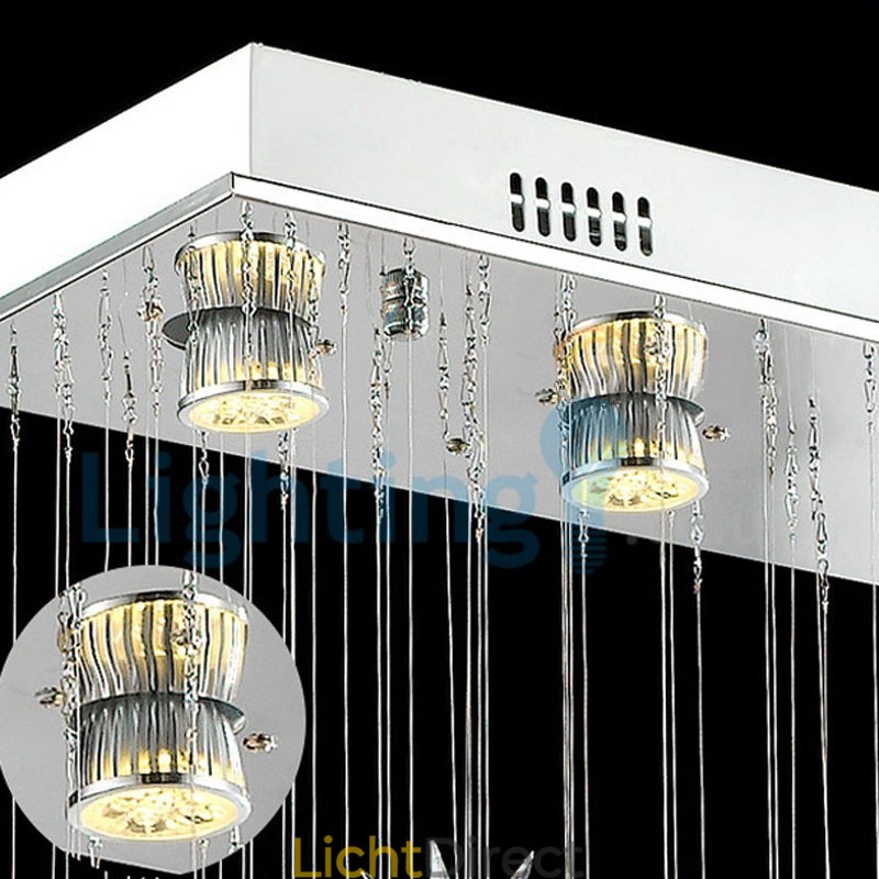 Moderne eigentijdse kroonluchter, plafondlamp, kristallen regendruppellamp