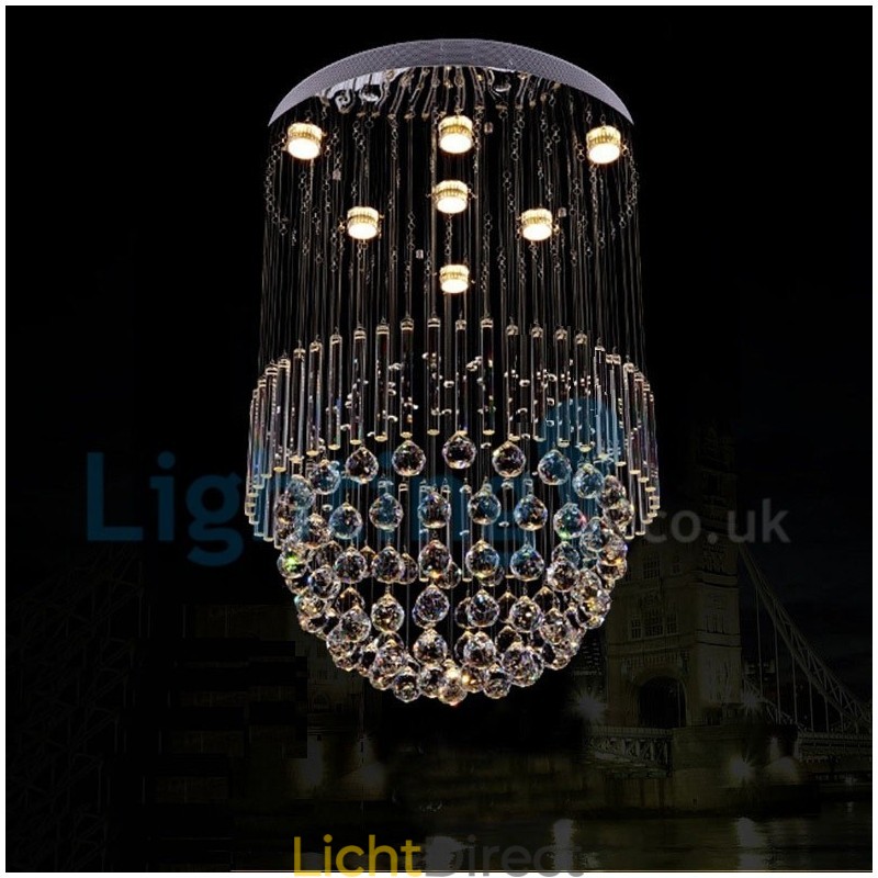 Moderne eigentijdse kroonluchter, plafondlamp, kristallen regendruppellamp