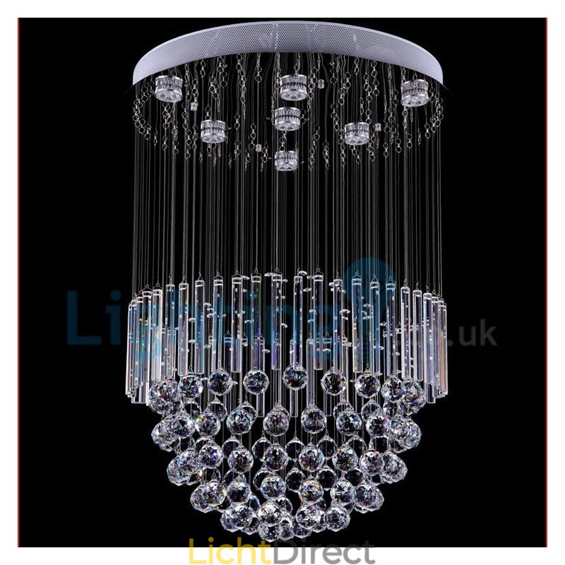 Moderne eigentijdse kroonluchter, plafondlamp, kristallen regendruppellamp