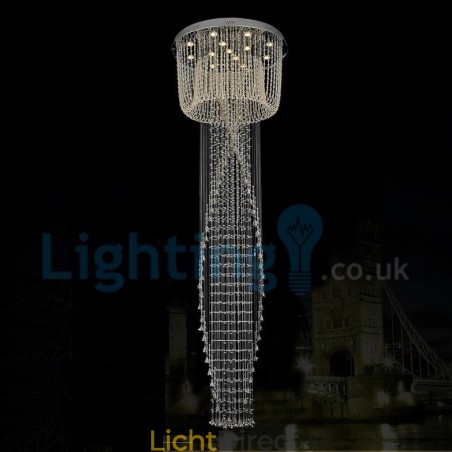 Moderne eigentijdse kroonluchter, plafondlamp, kristallen regendruppellamp