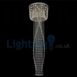 Moderne eigentijdse kroonluchter, plafondlamp, kristallen regendruppellamp