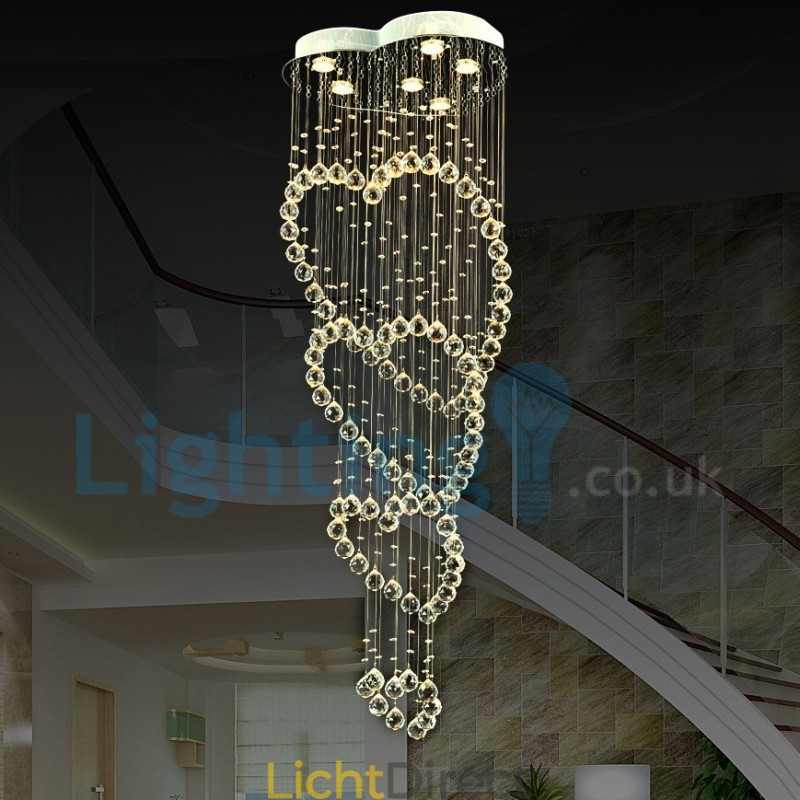 Moderne eigentijdse kroonluchter, plafondlamp, kristallen regendruppellamp