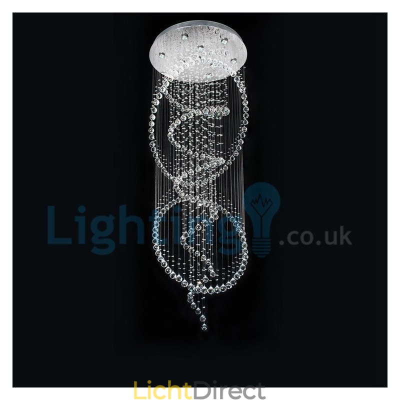 Moderne eigentijdse kroonluchter, plafondlamp, kristallen regendruppellamp