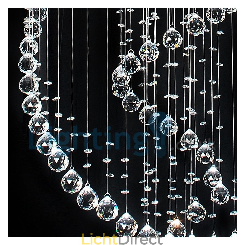Moderne eigentijdse kroonluchter, plafondlamp, kristallen regendruppellamp