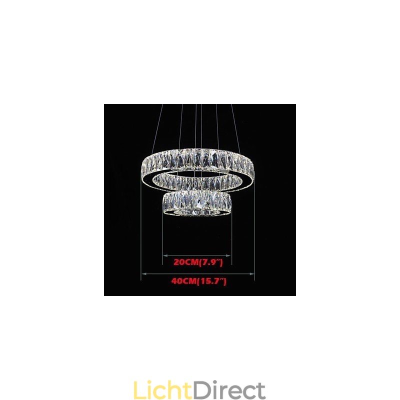 Kristallen kroonluchterlampen moderne verlichting twee ringen D2040 K9 grote kristallen plafondlampen voor thuis