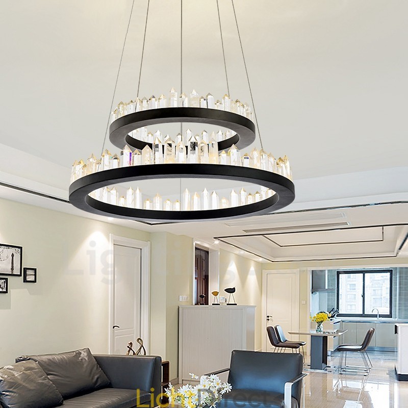 Moderne mode dubbele cirkel kristallen hanglamp