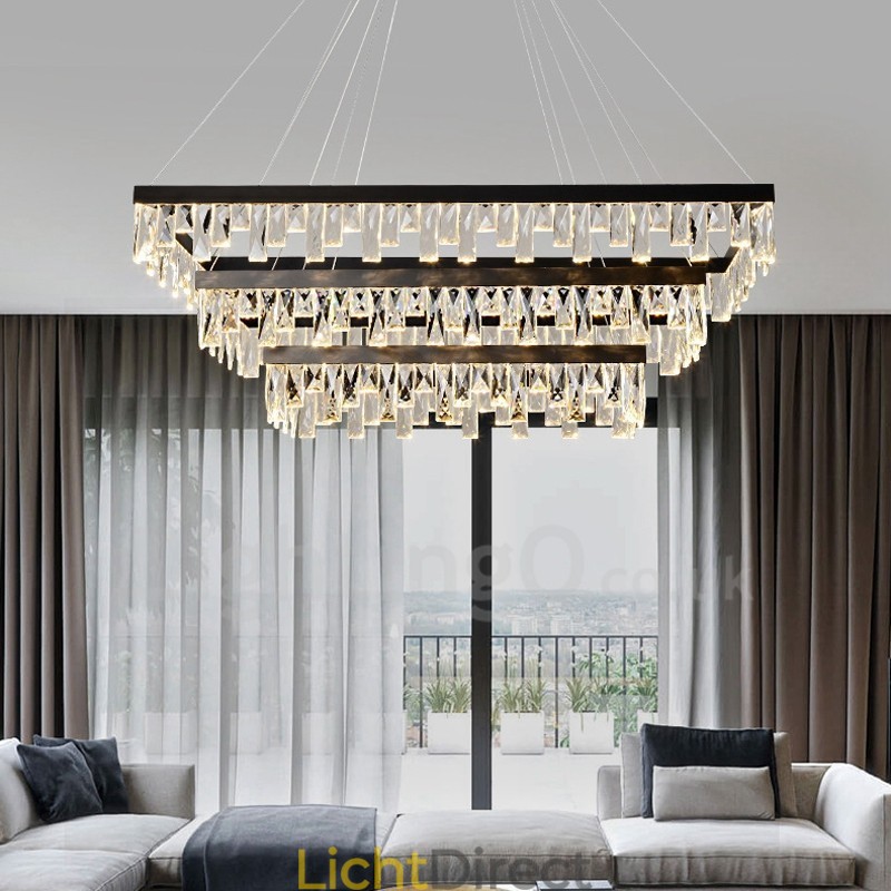 Nordic Crystal Hanglamp Rechthoekige Sfeer Hanglamp Postmoderne Verlichting