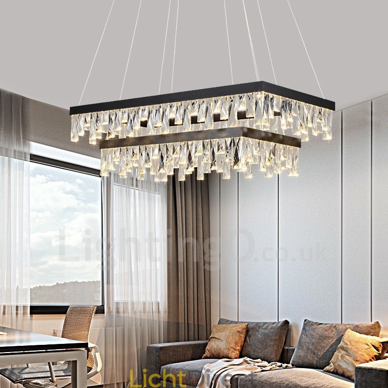 Nordic Crystal Hanglamp Rechthoekige Sfeer Hanglamp Postmoderne Verlichting