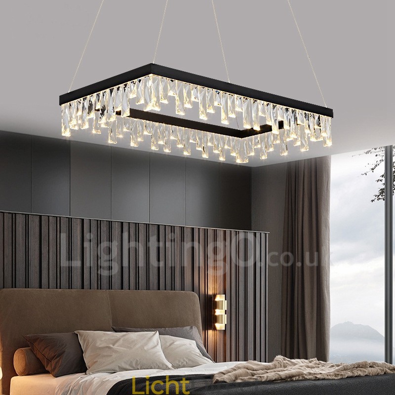 Nordic Crystal Hanglamp Rechthoekige Sfeer Hanglamp Postmoderne Verlichting
