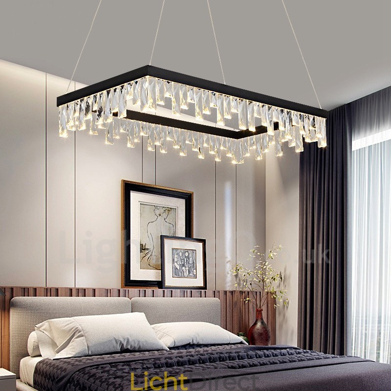 Nordic Crystal Hanglamp Rechthoekige Sfeer Hanglamp Postmoderne Verlichting