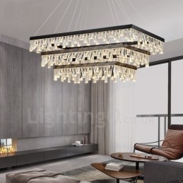 Nordic Crystal Hanglamp Rechthoekige Sfeer Hanglamp Postmoderne Verlichting