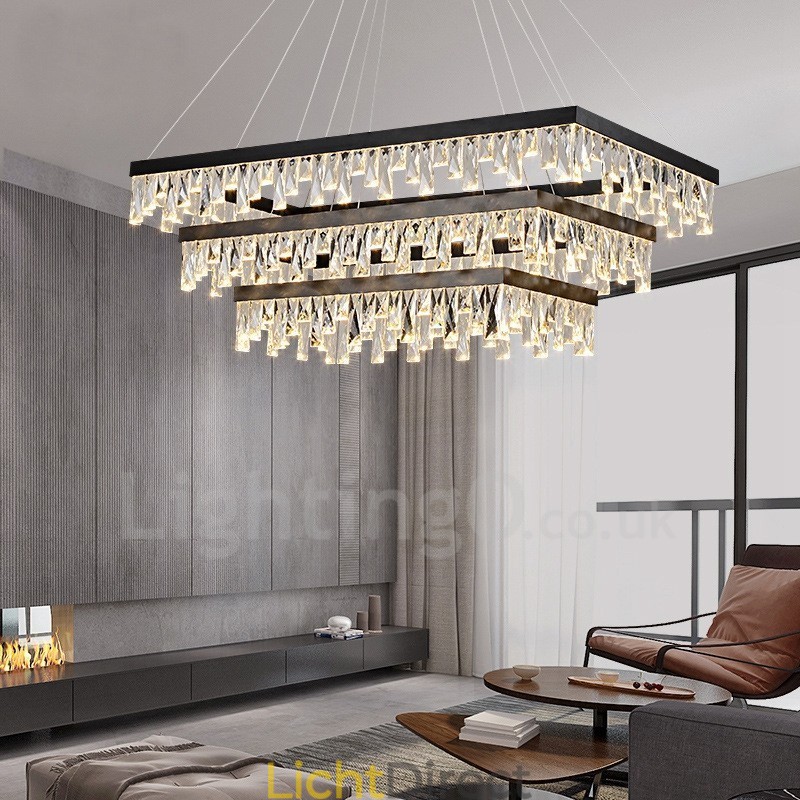 Nordic Crystal Hanglamp Rechthoekige Sfeer Hanglamp Postmoderne Verlichting