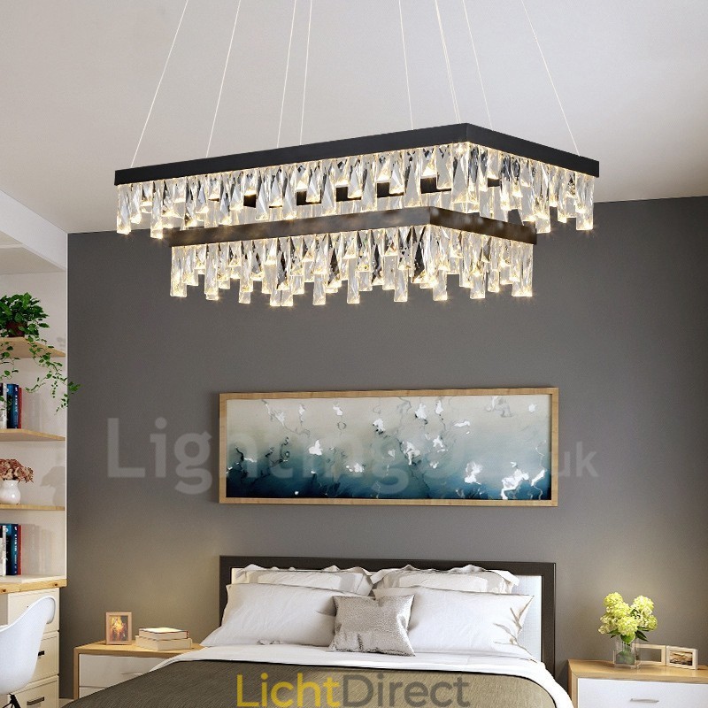 Nordic Crystal Hanglamp Rechthoekige Sfeer Hanglamp Postmoderne Verlichting