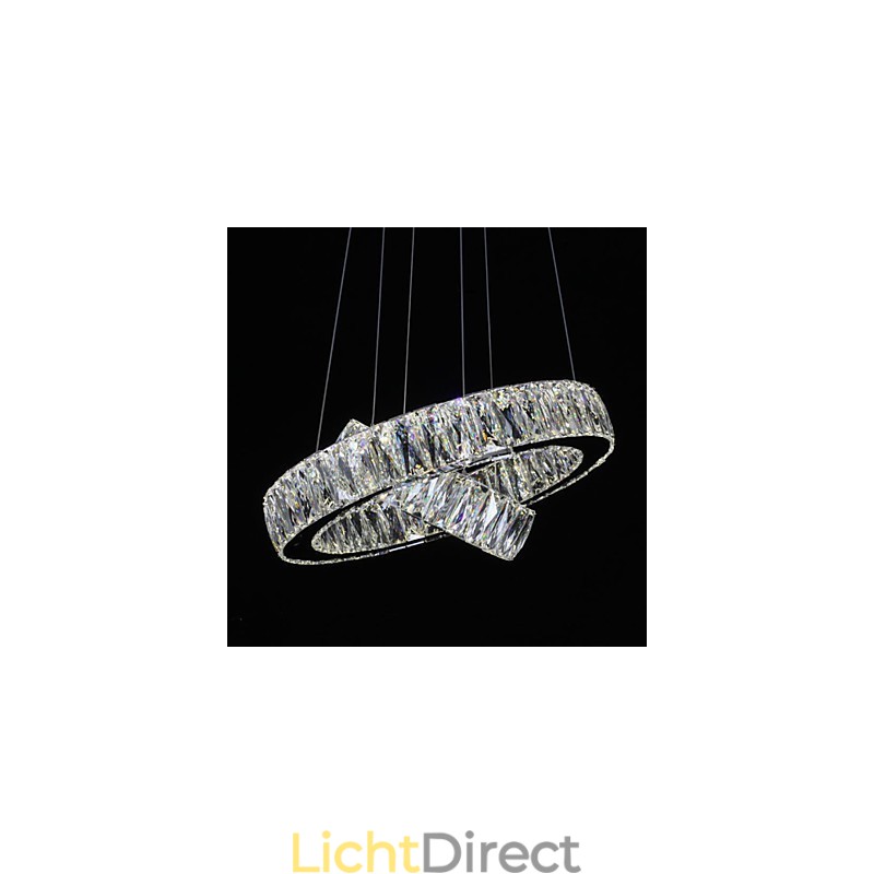 Kristallen kroonluchterlampen moderne verlichting twee ringen D2040 K9 grote kristallen plafondlampen voor thuis