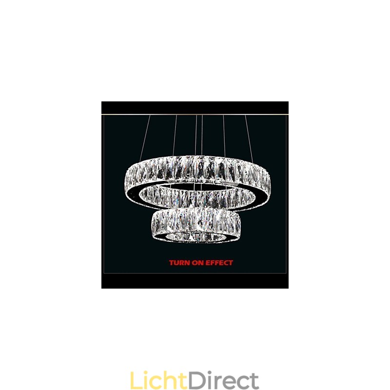 Kristallen kroonluchterlampen moderne verlichting twee ringen D2040 K9 grote kristallen plafondlampen voor thuis