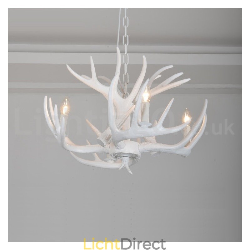 4-lichts rustieke artistieke retro gewei witte kroonluchter