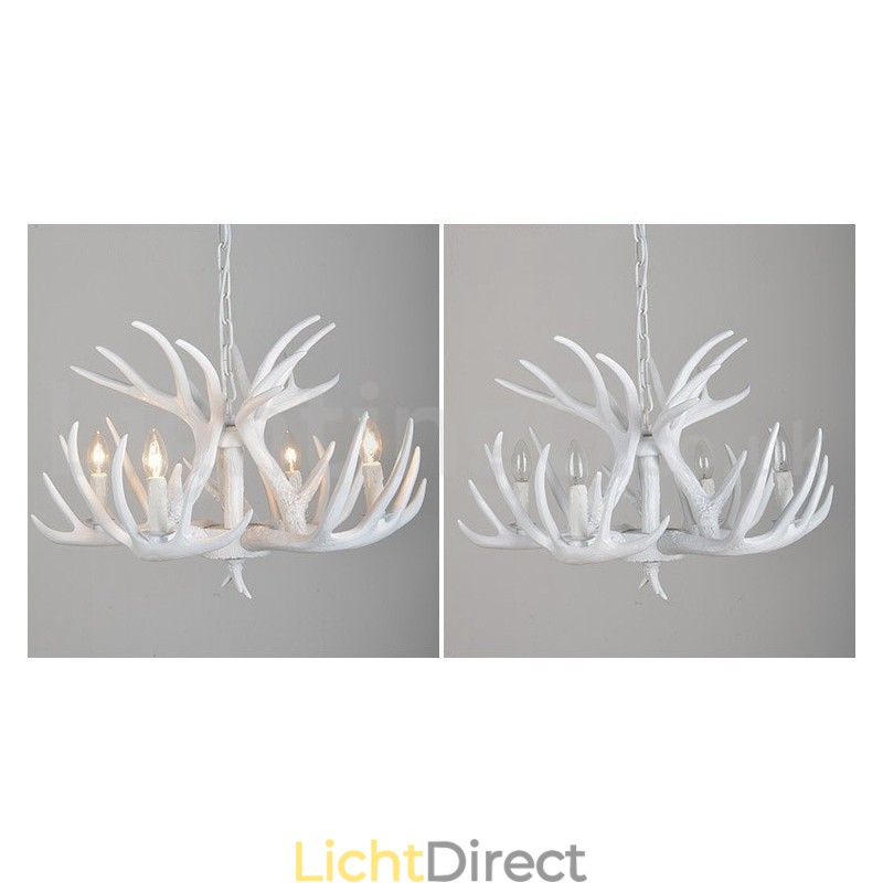 4-lichts rustieke artistieke retro gewei witte kroonluchter