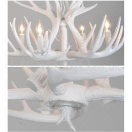4-lichts rustieke artistieke retro gewei witte kroonluchter