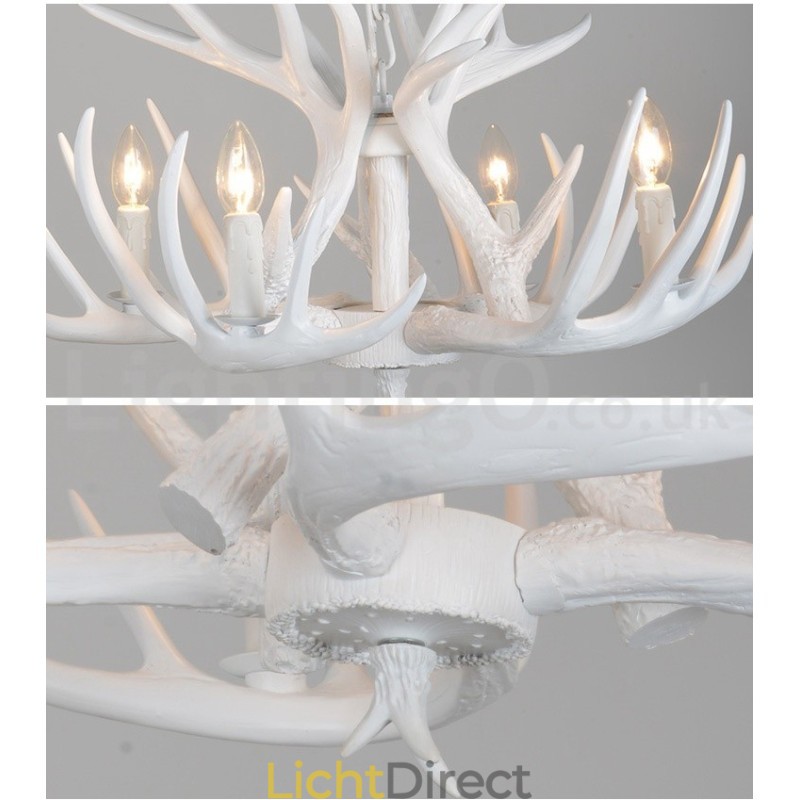 4-lichts rustieke artistieke retro gewei witte kroonluchter