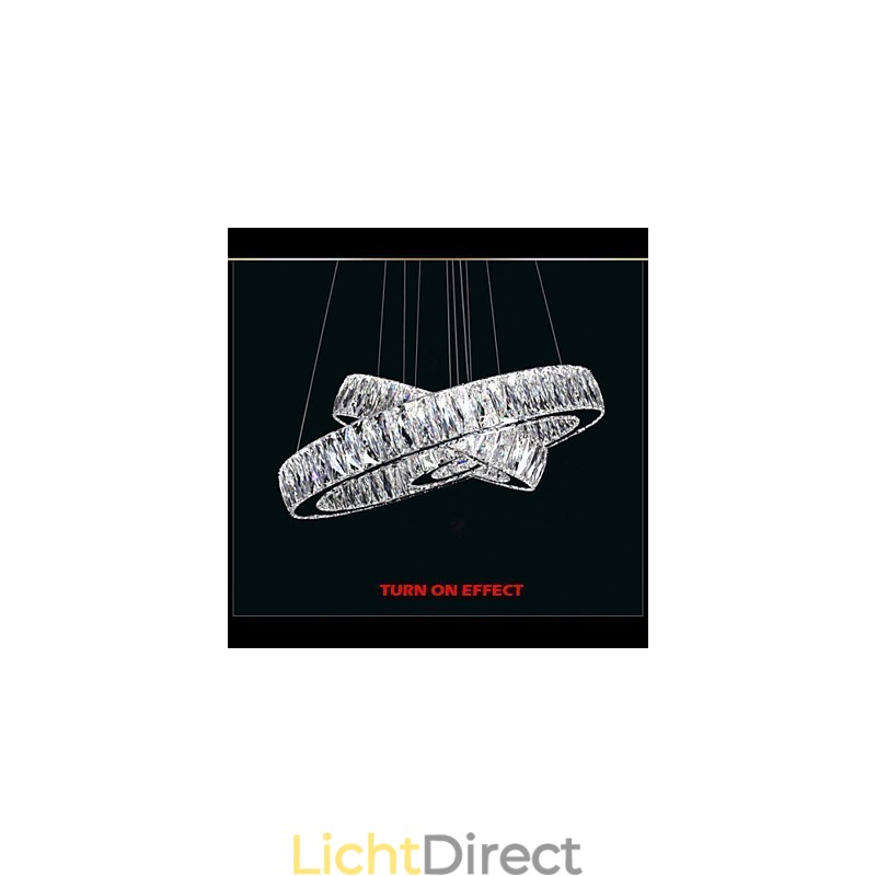 Kristallen kroonluchterlampen moderne verlichting twee ringen D2040 K9 grote kristallen plafondlampen voor thuis