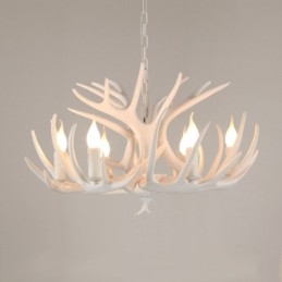 6-lichts rustieke artistieke retro gewei witte kroonluchter