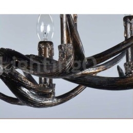 6-lichts rustieke artistieke retro gewei zwarte vintage kroonluchter